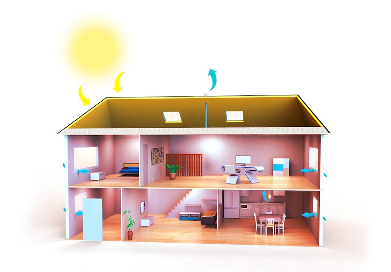 Illustration du fonctionnement d'une vmc simple flux